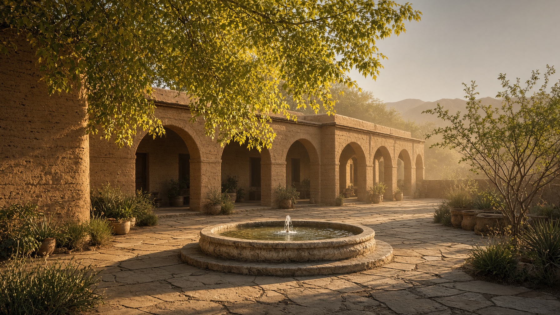 The courtyard at late afternoon